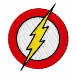 The Flash Logo Patch Embroidered Iron On Sew DC Comics Superhero Lightning Bolt